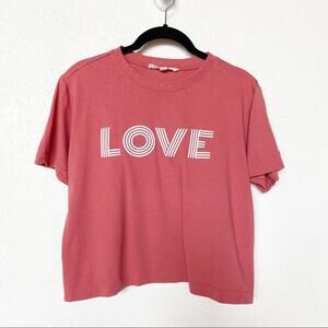 SR Love Graphic Cropped Crewneck Tee Size Medium